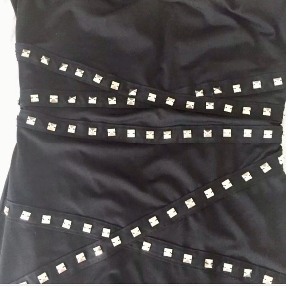 ❌SOLD❌ Forever 21 Black Silver Studded Bodycon Mini Dress - Picture 6 of 8